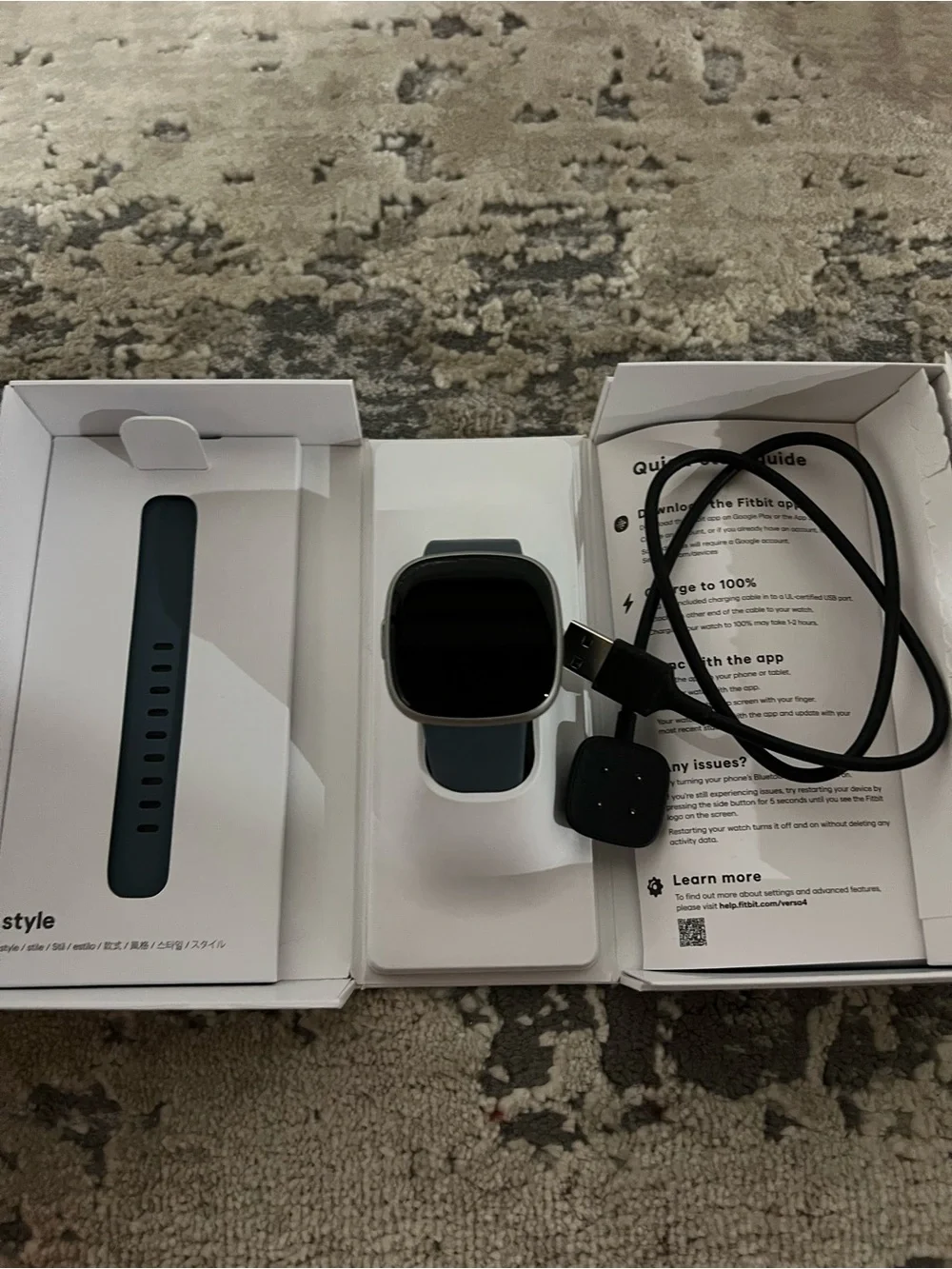 NEW Fitbit Versa 4 Fitness Smartwatch with Daily Readiness, GPS Waterfall Blue